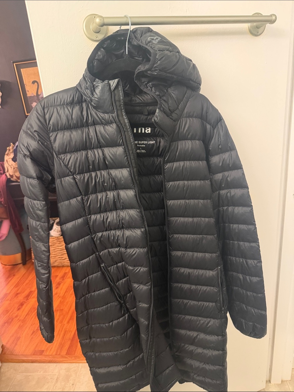 TNA Men's Long Hooded Puffer Coat - Black
